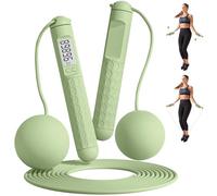 Corde à Sauter Sans Fil Intelligente avec Compteur, Corde a Sauter Sans Fil Sport, Poignées Antidérapantes Jump Rope Réglable pour Fitness Adulte,Enfant (vert)