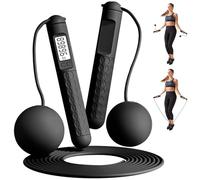 Corde à Sauter Sans Fil Intelligente avec Compteur, Corde a Sauter Sans Fil Sport, Poignées Antidérapantes Jump Rope Réglable pour Fitness Adulte,Enfant (noir)