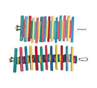 Corde à suspendre colorée en bois naturel à mâcher et perles pour cage de perroquet du Sénégal, caïques animaux domestiques, cage à oiseaux, jouet à suspendre avec blocs de bois