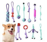 Corde à tirer pour chiens, 11 pièces en coton, enrichissement stimulation des articles animaux domestiques, tire ressort pour chiens à mâcher et tirer - activités intérieures et extérieures contre