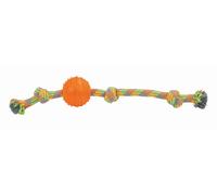 Corde Avec Noeuds Et Balle À Picots 47 Cm - Jouet Pour Chien