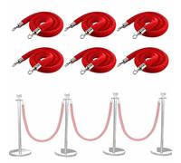 Corde Barriere Lot De 1, 2, 4, 6 Longues Cordes En Velours, Barrière De Contrôle Des Foules Rouge Pour Les Salles De Cinéma/files D'attente Pour Les Grandes Ouvertures, Cordon De Poteau VIP(6PCS,1.5m/