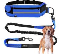 Corde Canicross pour chien mains libres, pour ceinture, course à pied, anti-traction, réfléchissant, 160-220cm (Bleu)