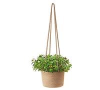 Corde Coton Accrochée Pot Fleur Pots Plantes Jonc Mer Naturel Jardinière Plafond Panier Jardinière Suspendu Corde Porte Plante Tissé à La Main Panier Plantes Corde Coton Tissé 14cm (Couleur unie)