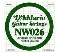 D'Addario Corde pour guitare électrique NW026 – Filet rond – Tirant .026 – Corde seule