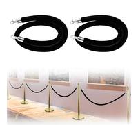 Corde de Barrière 1 M 1,5 M 1,8 M 3 M Corde de Velours Noir pour Chandeliers, Paquet de 2 Cordes de Poteaux de Contrôle Des Foules, Barrière de File D'attente pour Événements Sur Tapis, Fête, Église (