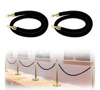 Corde de Barrière 1 M 1,5 M 1,8 M 3 M Corde de Velours Noir pour Chandeliers, Paquet de 2 Cordes de Poteaux de Contrôle Des Foules, Barrière de File D'attente pour Événements Sur Tapis, Fête, Église (