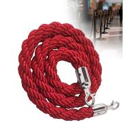 Corde de barrière 1 m,5, 2, 3, couleurs, avec crochet for poteaux, séparateur file d'attente, contrôle des foules dans les hôtels, corde sécurité, argenté (rouge, m)(Red,1M)