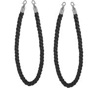 Corde de barrière Cordes torsadées Barrier Rope 2 Pcs Multicolor 60-300cm 32mm Hemp Braided With Silver Snap Hooks(Black,120cm/4ft)