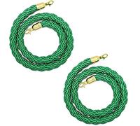 Corde de barrière Cordes torsadées Hemp Rope Queue Barrier With Plated Hooks Green Multiple Lengths (1.5-5M) Pack Of 2(2 Pack,5M/16.4Ft)