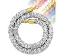 Corde de barrière de 1/1.5/2/2.5/3 m, 11 couleurs, avec crochet for poteaux, supports, séparateur de file d'attente, contrôle des foules dans les hôtels, crochet doré(Silver,2.5M)