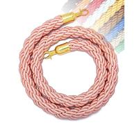 Corde de barrière de 1/1.5/2/2.5/3 m, 11 couleurs, avec crochet for poteaux, supports, séparateur de file d'attente, contrôle des foules dans les hôtels, crochet doré(Pink,1M)