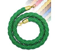 Corde de barrière de 1/1.5/2/2.5/3 m, 11 couleurs, avec crochet for poteaux, supports, séparateur de file d'attente, contrôle des foules dans les hôtels, crochet doré(Green,2.5M)