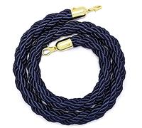 Corde de barrière de contrôle des foules avec crochet doré - Corde de chanvre tressée de 1,9 m/1,5 m/2,4 m pour séparateur de file d'attente - Ceinture de barrière bleue et rouge pour la gestion