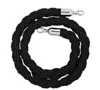 Corde de barrière de file d'attente, 1/1,5/2/2,5/3 m, corde argentée for poteau, contrôle des foules, chanvre tressé for séparation, sécurité(Black,1.5M)