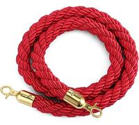 Corde de barrière de file d'attente, corde de pote Corde de chanvre tressée suspendue for aire jeux/autres espaces publics, crochet doré en acier inoxydable(Red,2m/7ft)