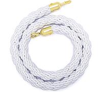 Corde de barrière de file d'attente, corde de pote Corde de chanvre tressée suspendue for aire jeux/autres espaces publics, crochet doré en acier inoxydable(White,1m/3.3ft)