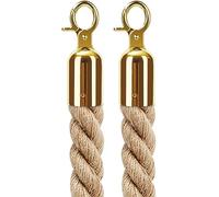 Corde de barrière de file d'attente, corde de poteau, Corde de chanvre torsadée naturelle for poteaux poteau, cônes délimitation et borne, 2 séparateurs(Gold,2.1m/7ft)