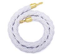 Corde De Barrière De File D'attente De 1/1.5/2/2.5, 11 Couleurs, Corde De Poteau Avec Crochet For Poteaux, Séparateur De File D'attente, Contrôle Des Foules D'hôtel, Crochet Doré(White,3M)