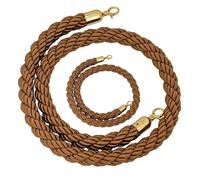 Corde de barrière de file d'attente torsadée en chanvre de 1/1,5/2/2,5/3 mètres avec poteaux flexibles, cordon de contrôle des foules for séparateur de fête sur tapis(Brown,3M)