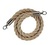 Corde de barrière de queue avec crochets métalliques, chanvre tressé pour séparateurs, barrière de sécurité 1/2/4M Stanchion de contrôle des foules 2-12 ft(argent,12ft/365cm)