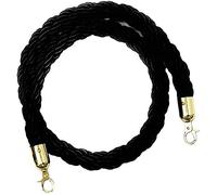 Corde de Barrière Diviseur de Files d'Attente Cordon Séparation pour Poteaux de Guidage Barrière Corde avec Crochet pour Hôtel/Banque/Hôpital/Aire de Jeux/Autres Lieux Publics (1.5m,Noir)