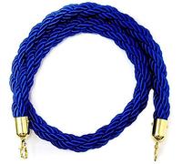 Corde de Barrière Diviseur de Files d'Attente Cordon Séparation pour Poteaux de Guidage Barrière Corde avec Crochet pour Hôtel/Banque/Hôpital/Aire de Jeux/Autres Lieux Publics (1.5m,Bleu)