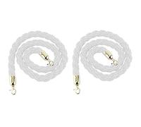 Corde de barrière en chanvre robuste pour contrôle de la foule, longueur 1,7 m, idéale pour les hôtels et les théâtres, comprend des crochets pour une installation facile, couleur blanche