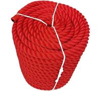 Corde de Bateau en Nylon tressé Rouge à 3 brins, Corde d'arboriste torsadée for Bricolage, Attache, balançoire, Camping, pêche(3/8" x164')