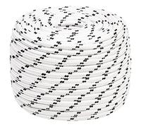 Corde de Bateau Tressée en Polyester Blanc 12 mm x 100 m - Haute Résistance 1900 kg Multifonctionnelle pour Applications Marines Industrielles et Usages Généraux
