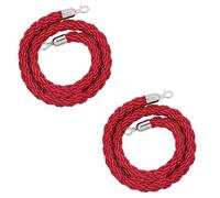 Corde de chandelier, Corde de séparation file d'attente, avec crochet argenté, corde poteau 1/1,5/2/2,5/3 m, contrôle des foules, chanvre tressée for, barrière sécurité en(Red,1M)