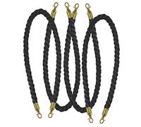 HBALDTEDC Corde de Chandelier, Cordes de barrière avec Crochet doré, 4 pièces, barrière de contrôle des foules, Corde de barrière de Ligne de File d'attente, Corde tressée(Black,1.5m(5 Feet))