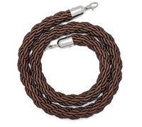 Corde de chandelier marron de qualité supérieure, barrière de contrôle des foules de 32 mm d'épaisseur avec crochets en acier inoxydable(Silver Hook,185cm(72 5/6 in))