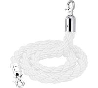 Corde de chanvre de 2,4 m, corde de sécurité tressée, robuste, blanche, pour gestion des files d'attente pour événements, options de 0,9 m, 1,9 m, 1,5 m, 3,7 m, parfaite pour le contrôle de la foule