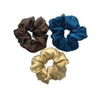 Corde De Cheveux En Tissu Lot de 3 chouchous en soie for cheveux, largeur 6 cm, grands élastiques for queue cheval, luxe for femmes, gris(Color-17)