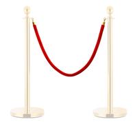 Corde de Colonne Rouge et Doré Velours Barrière Contrôle des Foules vidaXL
