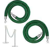 Corde de contrôle, barrière sécurité for des foules, lot 2, corde en velours for grandes ouvertures, for colonne, cordes suspension avec crochets, (rouge, 274 cm)(Green,10ft/305cm)