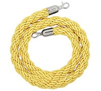 Corde de contrôle, corde barrière avec crochet argenté, des foules for séparateur file d'attente, d'obstacle, sécurité en chanvre torsadé (rouge, 4,9 pi/150 cm)(Yellow,2ft/60cm)