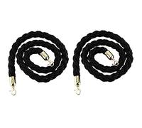 Corde de contrôle de foule en chanvre robuste avec crochets pour étalons industriels, 1,7 m - Idéal pour hôtels, théâtres, concerts (noir)