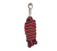 Corde de guidage avec crochet de panique pour cheval - Tricot de liaison dans différents designs élégants - Laisse de guidage, corde de liaison frange, âne, chèvre (rouge/noir)
