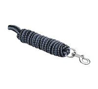 Corde de guidage avec panique et crochet classique (mousqueton) pour le démarrage du cheval,Corde en nylon économique de 2 m de long, triche pour chevaux (noir/gris clair, Snap)