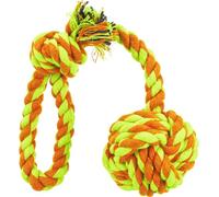 Corde de jeu pour chiens Trixie avec balle tressée, ø 5,5/30 cm, orange/citron vert, coton/polyester, pour lancer et tirer à la corde