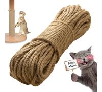 Corde de Jute 8mm,50m × 8mm Corde Arbre à Chat,Résistant aux Déchirures,Cordes Sisal Arbre à Chat pour ChatArbres Griffoir,Jardinage,Reliure,Artisanat Matériel d'emballage et Décoration (Marron)