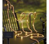 Corde de jute à 40 LED - 2 m x 6 mm - Fonctionne à l'énergie solaire - 8 modes avec télécommande - Pour le jardinage, le camping, les arts - Ficelle en toile de jute - Décoration de Noël ou de mariage