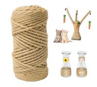Corde de Jute Naturelle - 50 m - 4 mm - Corde de Jute Naturelle Indéchirable - Corde en Sisal Naturel pour Arbre à Chat - Corde de Jardin - Corde de Bricolage pour Bricolage, Décoration de Maison，