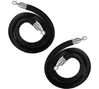 Corde de poteau en velours, Corde de suspension for poteaux barrière, ligne en velours noir, corde robuste for file d'attente d'hôtel ou théâtre(2 Pack,150cm/59 in)