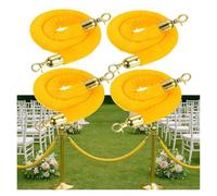 Corde de poteau en velours jaune 2 à 13 pieds, paquet de 4 cordes barrière contrôle des foules for poteaux, supports, diviseur file d'attente des hôtels, théâtres(4.0m/157.5In/13.1Ft)