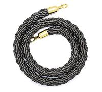 Corde de poteau for barrière contrôle des foules, corde tressée gris foncé, avec mousquetons en acier inoxydable plaqué or, for musées(1 Pack,2.5m/8.2ft)