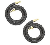 Corde de poteau for barrière contrôle des foules, corde tressée gris foncé, avec mousquetons en acier inoxydable plaqué or, for musées(2 Pack,2.5m/8.2ft)