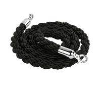 Corde de Poteau Noire de qualité supérieure avec Crochet argenté - Barrière de File d'attente torsadée pour Le contrôle des foules Lors d'événements, séparateur d'accès VIP, Corde de sécurit